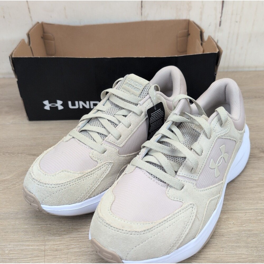 Under Armour Men's Size 10.5 Edge Suede Beige Athletic Running Shoes Comfort New